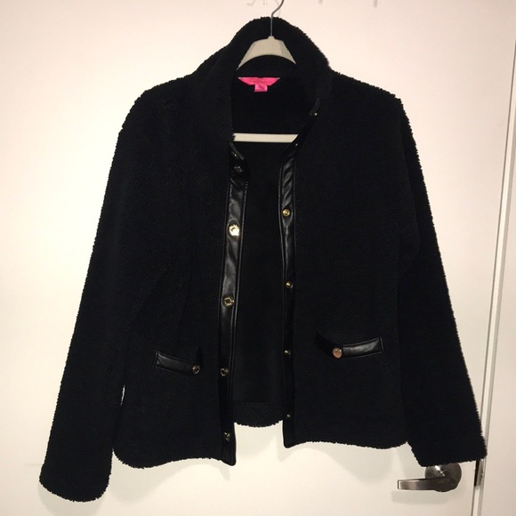 Lilly Pulitzer Black Teddy Jacket - Picture 1 of 3